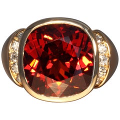 Robert Vogelsang 24.22 Carat Red Garnet Diamond Rose Gold Cocktail Ring