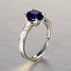 Robert Vogelsang 2.54 Carat Oval Blue Sapphire Diamond Platinum Engagement Ring