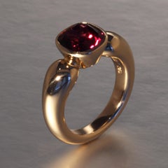 Robert Vogelsang 3.00 Carat Cushion Rhodolite Garnet Rose Gold Engagement Ring