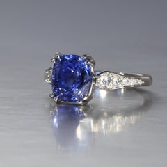 Robert Vogelsang 4.01 Carat Blue Sapphire Diamond Platinum Engagement Ring