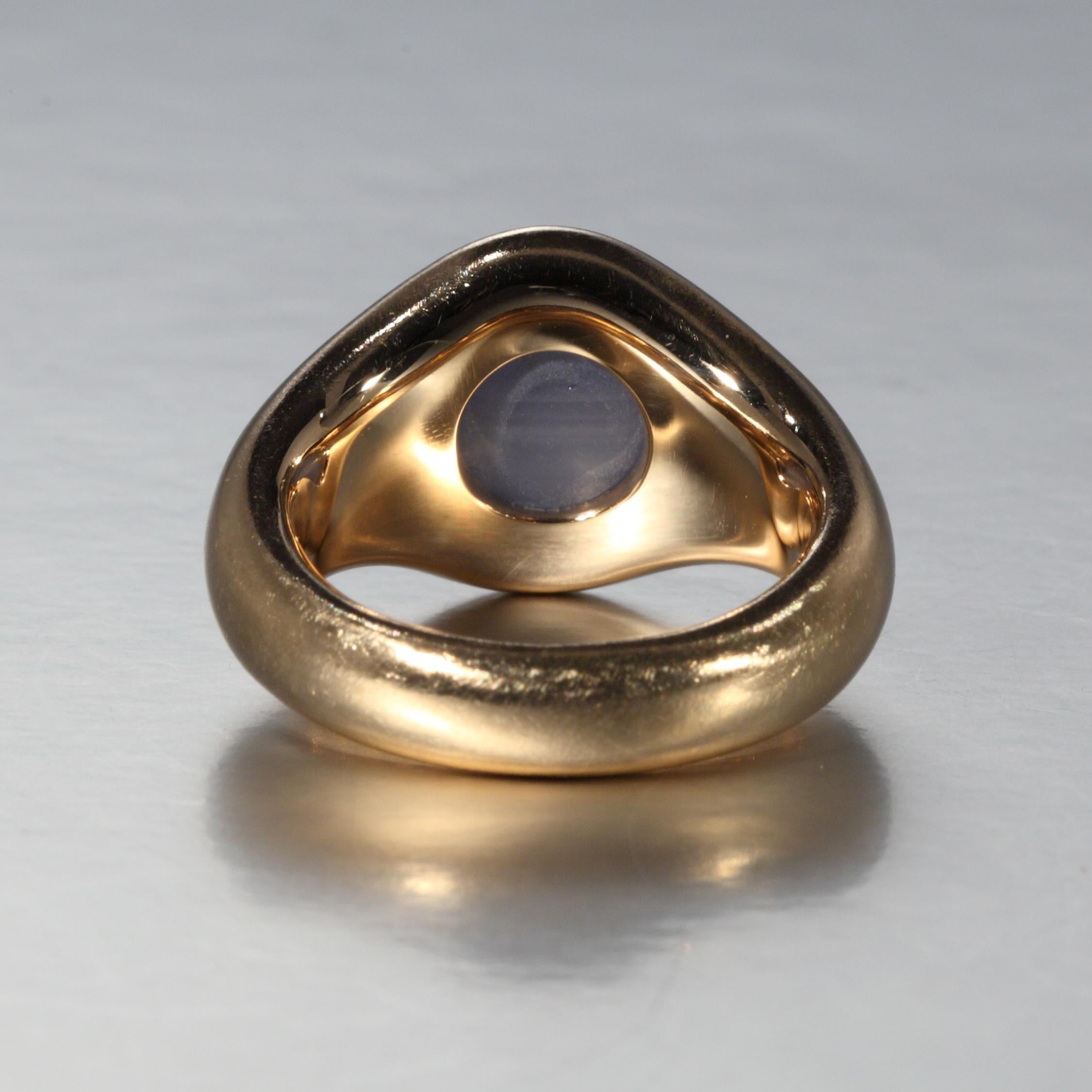 Round Cut Robert Vogelsang 5.04 Carat Star Sapphire Diamond Rose Gold Cocktail Ring