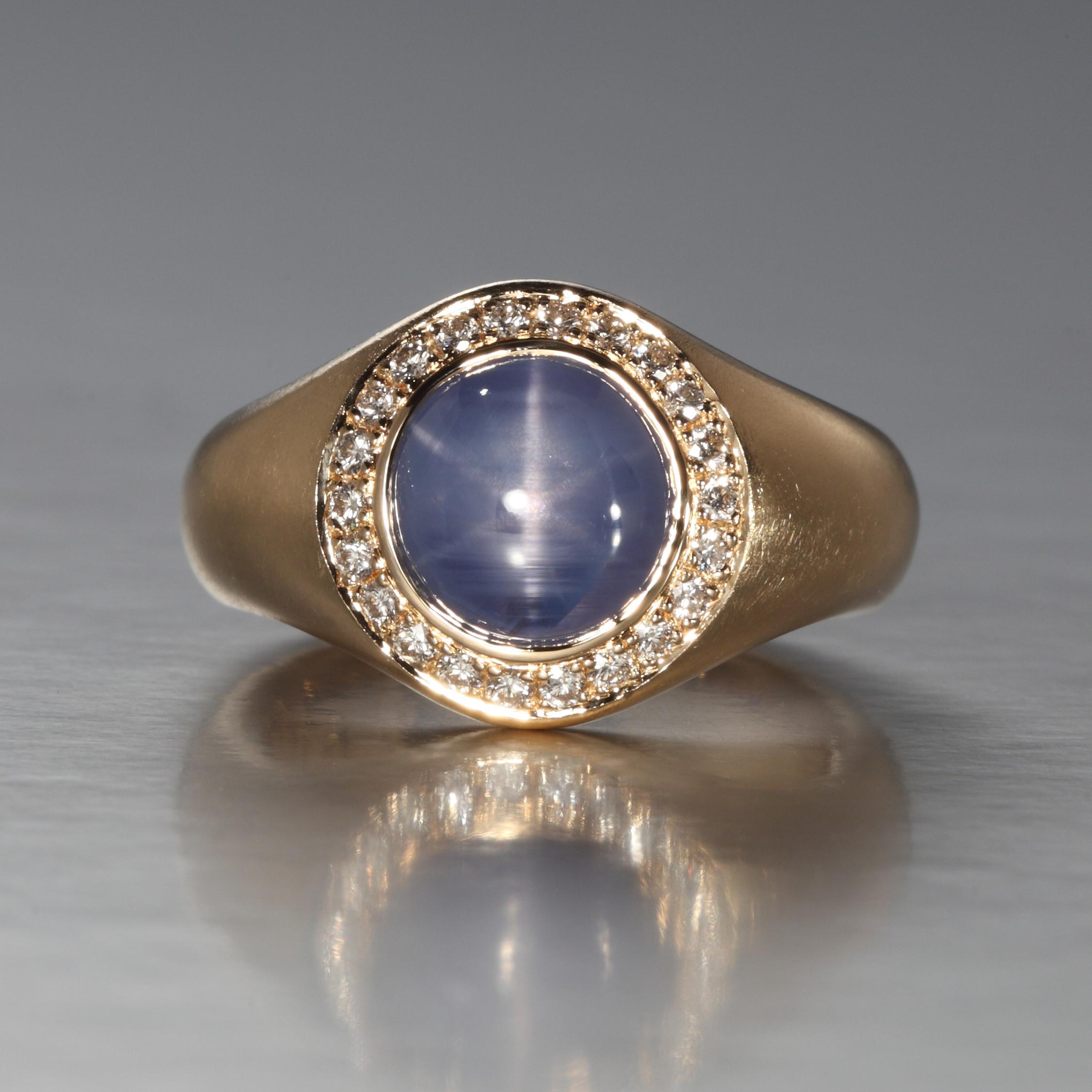 Robert Vogelsang 5.04 Carat Star Sapphire Diamond Rose Gold Cocktail Ring In New Condition In Zurich, CH