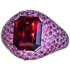 Robert Vogelsang 5.91 Carat Rubelite Tourmaline Pink Sapphire Platinum Ring
