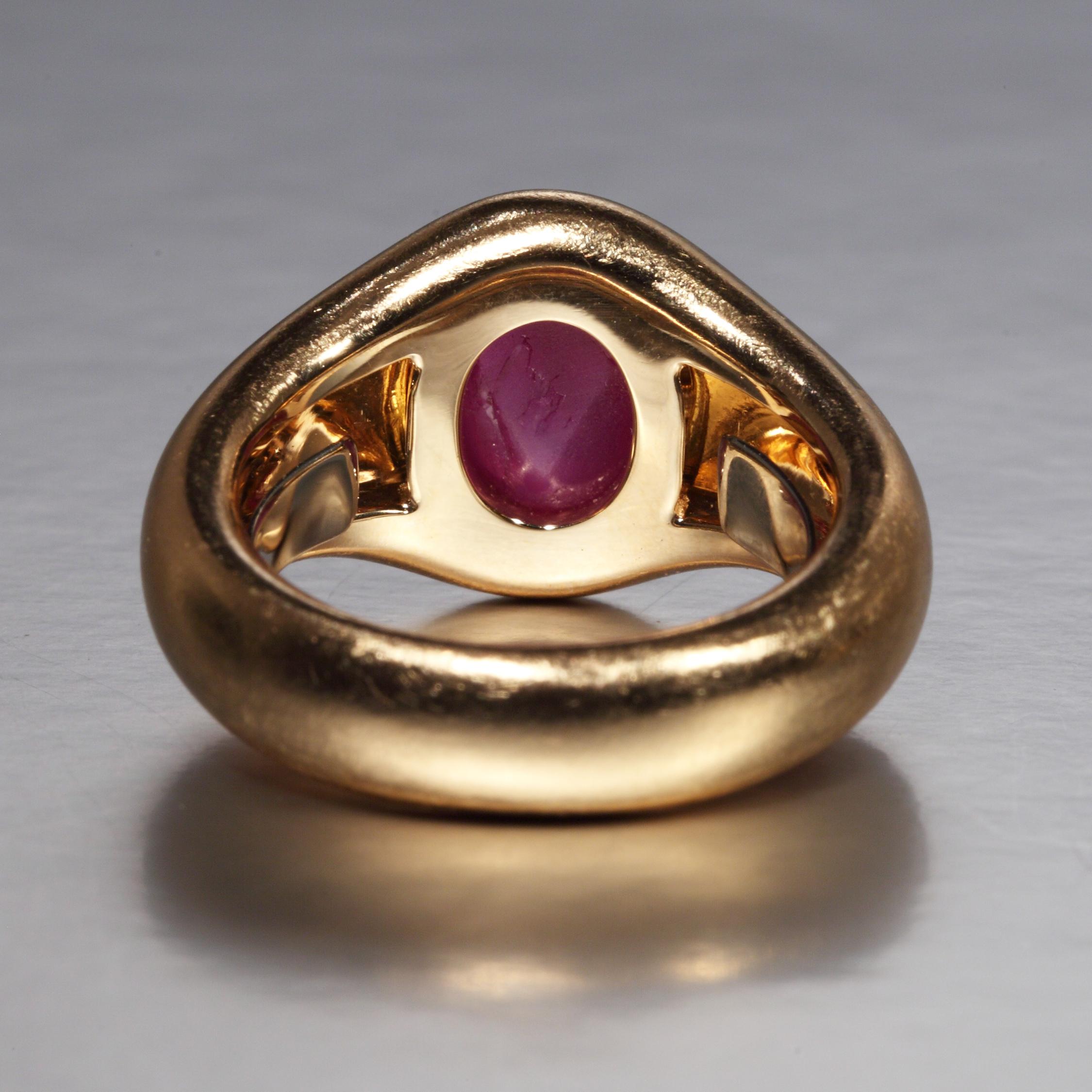 Oval Cut Robert Vogelsang 6.03 Carat Natural Burma Star Ruby Rose Gold Ring For Sale