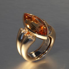 Robert Vogelsang 9.55 Carat Imperial Topaz Diamond Rose Gold Cocktail Ring