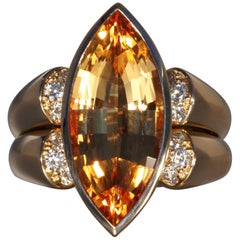 Robert Vogelsang 9.55 Carat Imperial Topaz Diamond Rose Gold Cocktail Ring