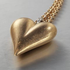 Robert Vogelsang Diamond Platinum Rose Gold Heart Pendant Necklace