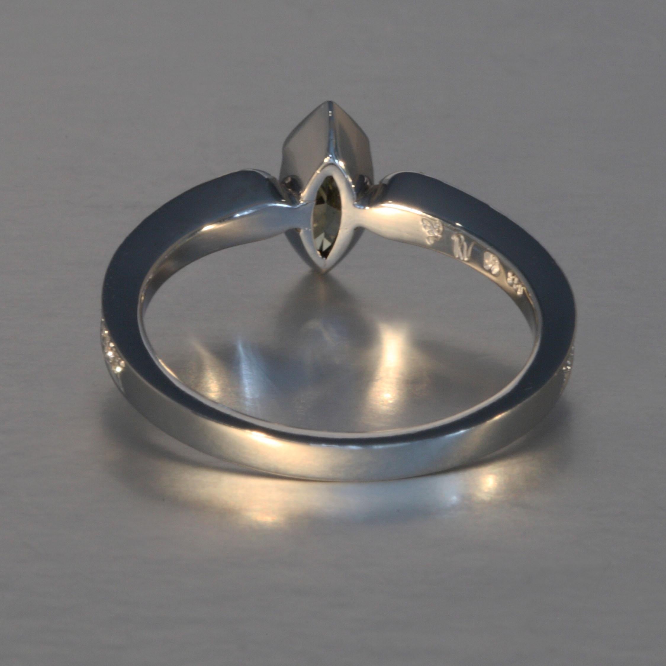 Marquise Cut Robert Vogelsang Fancy 0.45 Carat Diamond Marquise Platinum Engagement Ring For Sale