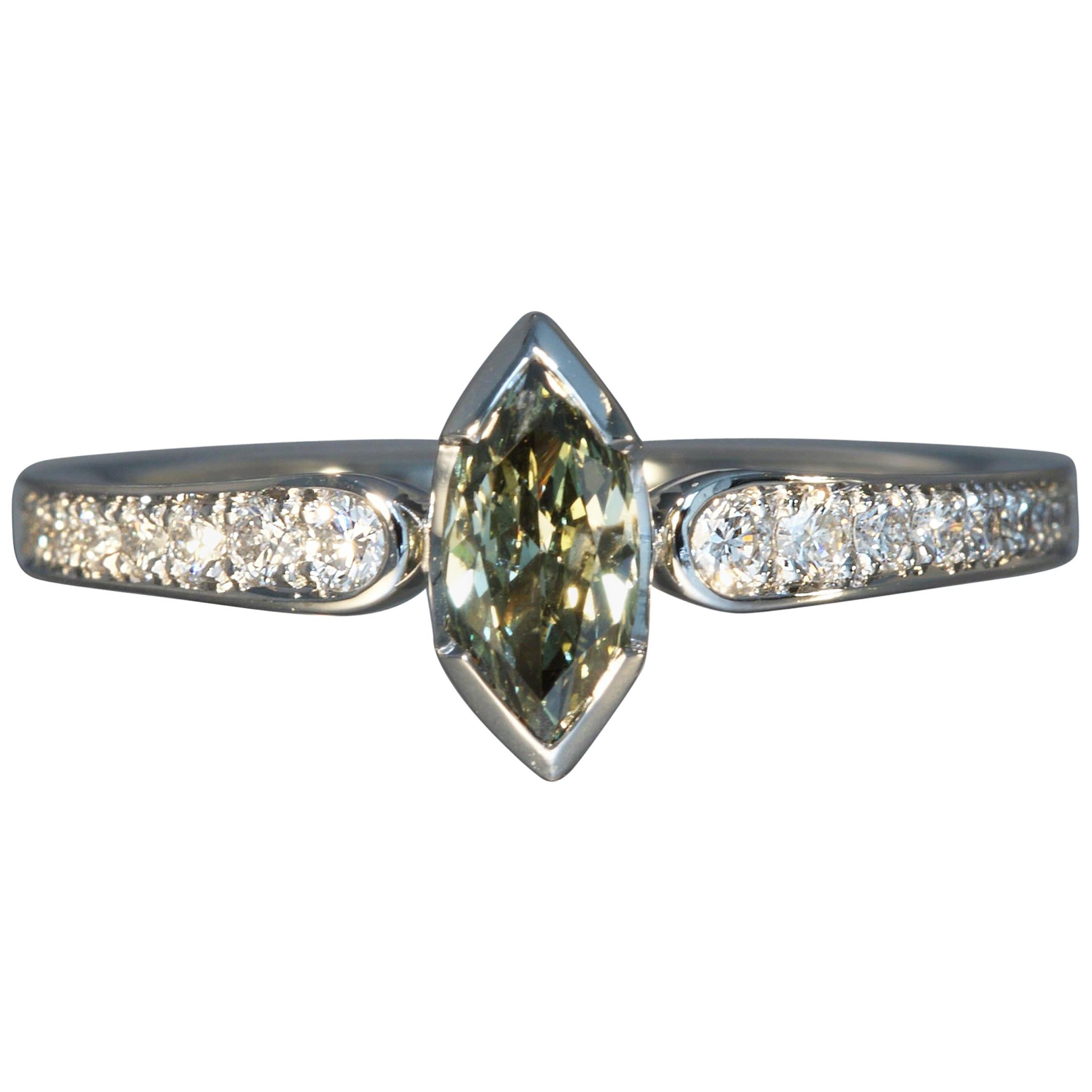Robert Vogelsang Fancy 0.45 Carat Diamond Marquise Platinum Engagement Ring For Sale