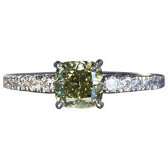 Robert Vogelsang Fancy 1.18 Carat Diamond Cushion Platinum Engagement Ring