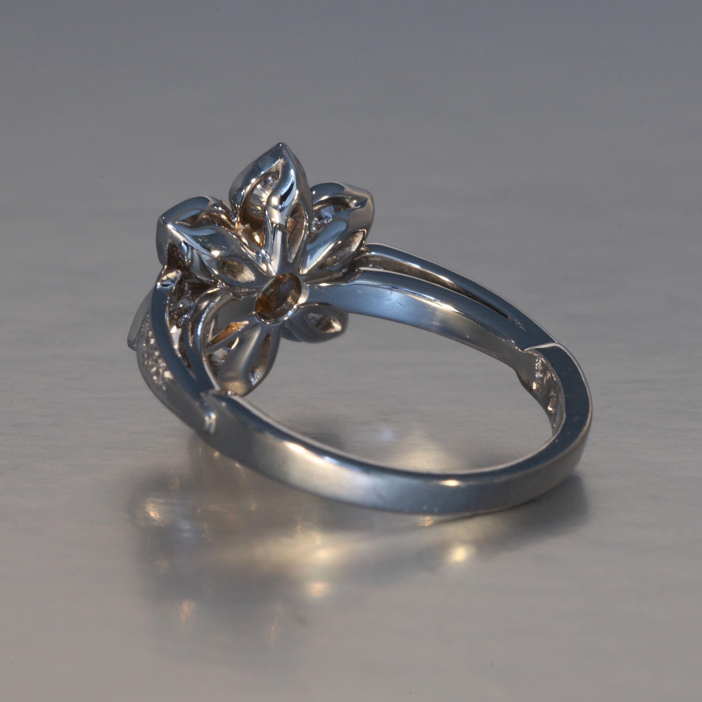 Women's Robert Vogelsang Fancy Brown 0.63 Carat Diamond Flower Platinum Engagement Ring For Sale