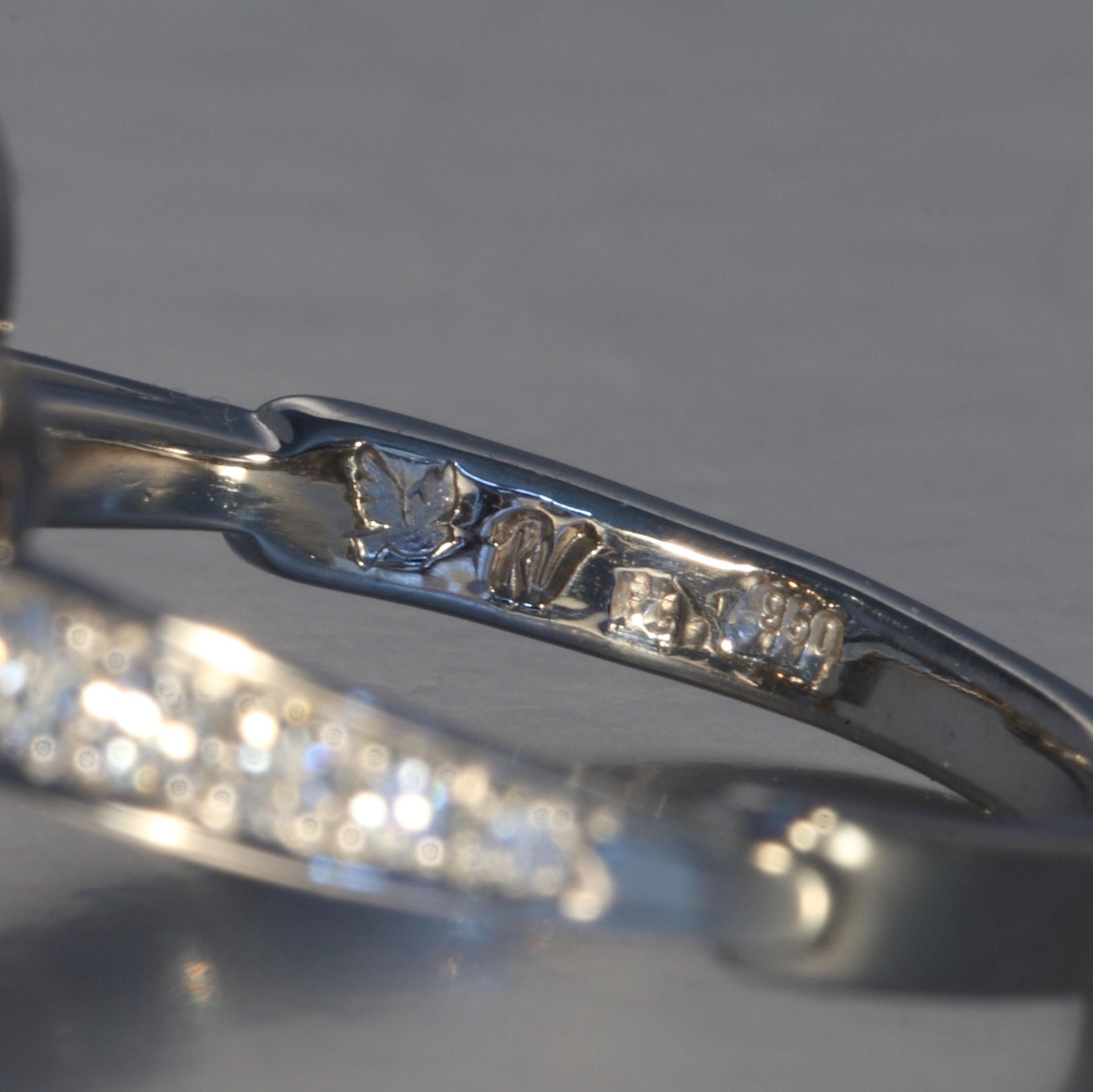 Robert Vogelsang Fancy Brown 0.63 Carat Diamond Flower Platinum Engagement Ring For Sale 1