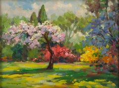 Robert Vonnoh ( Americano, 1858-1933 ) Paesaggio Olio Su Tela