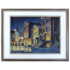 Robert W. Addison Artist's Proof Print, Night Cityscape