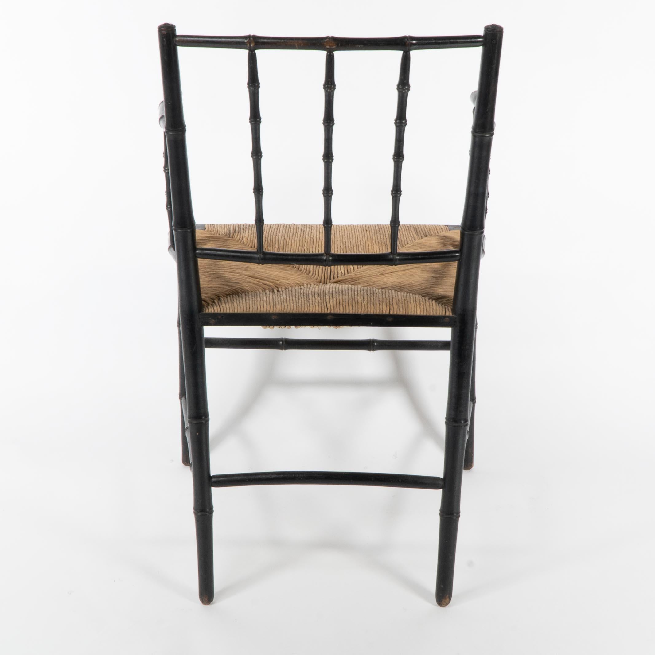 Robert W Edis, An Aesthetic Movement rush seat armchair in the bamboo style For Sale 6