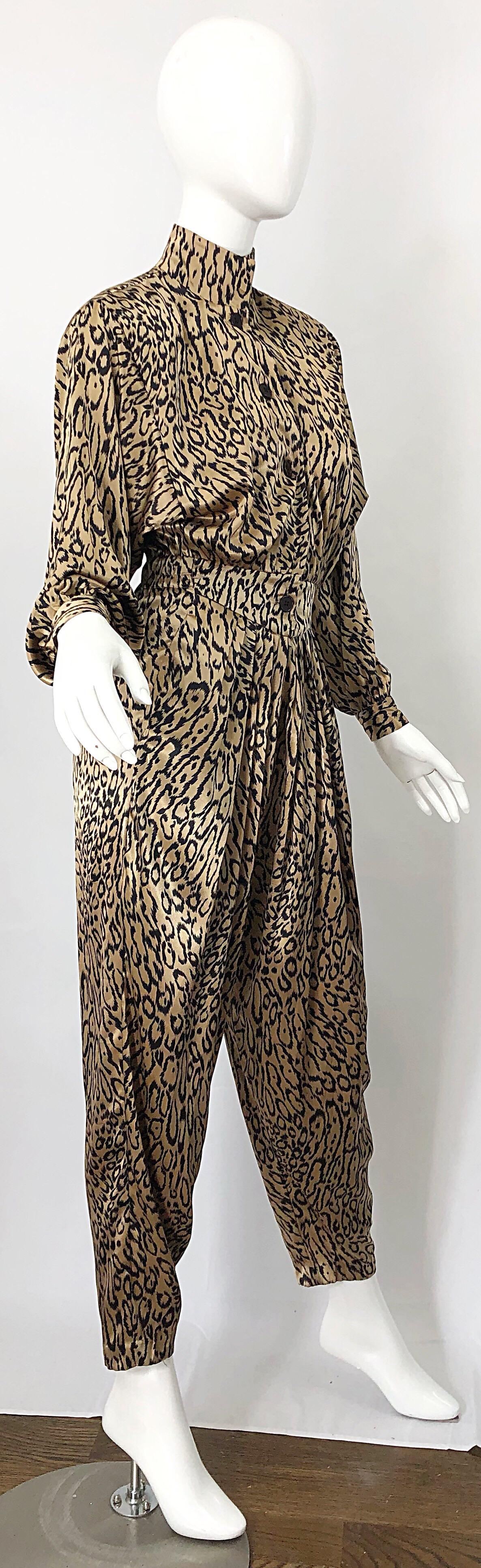 Robert W Gates 1980s Leopard Animal Print Silky Vintage 80s Avant Garde Jumpsuit 3