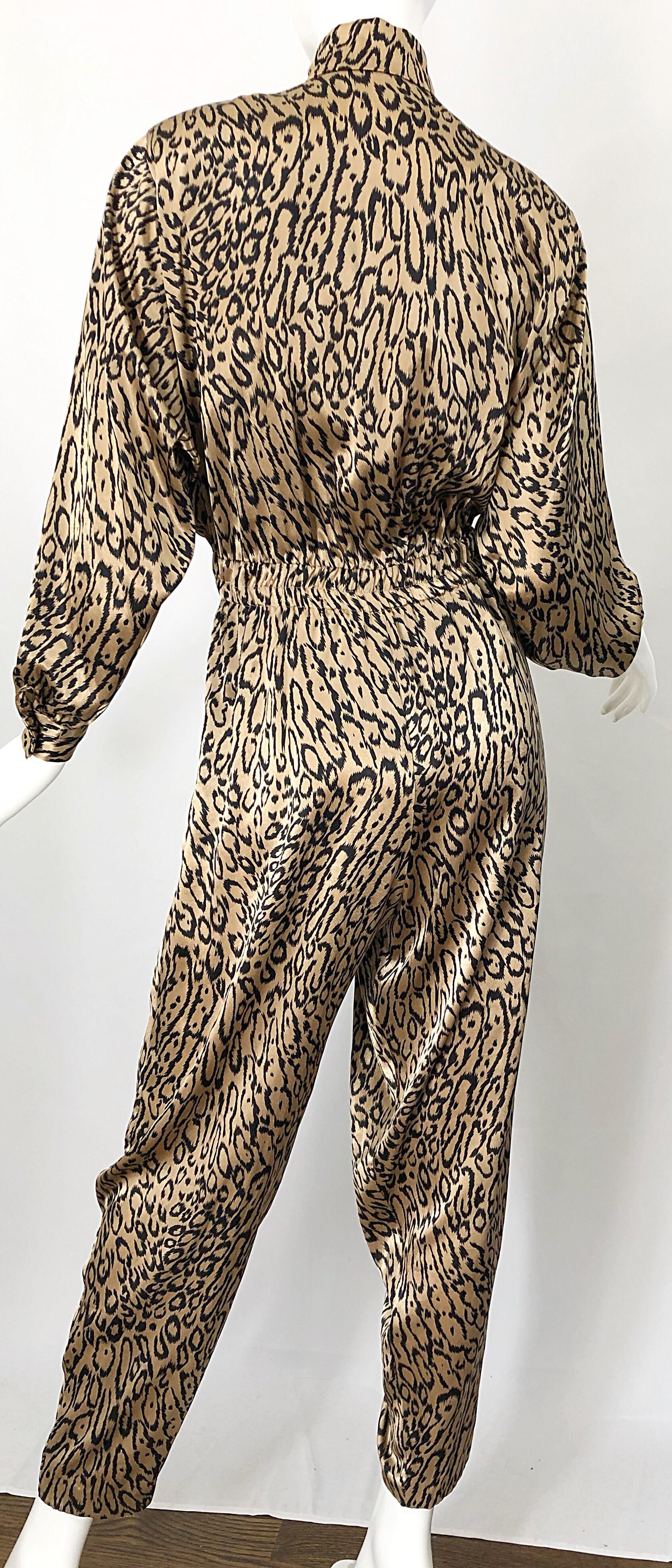 Robert W Gates 1980s Leopard Animal Print Silky Vintage 80s Avant Garde Jumpsuit 4