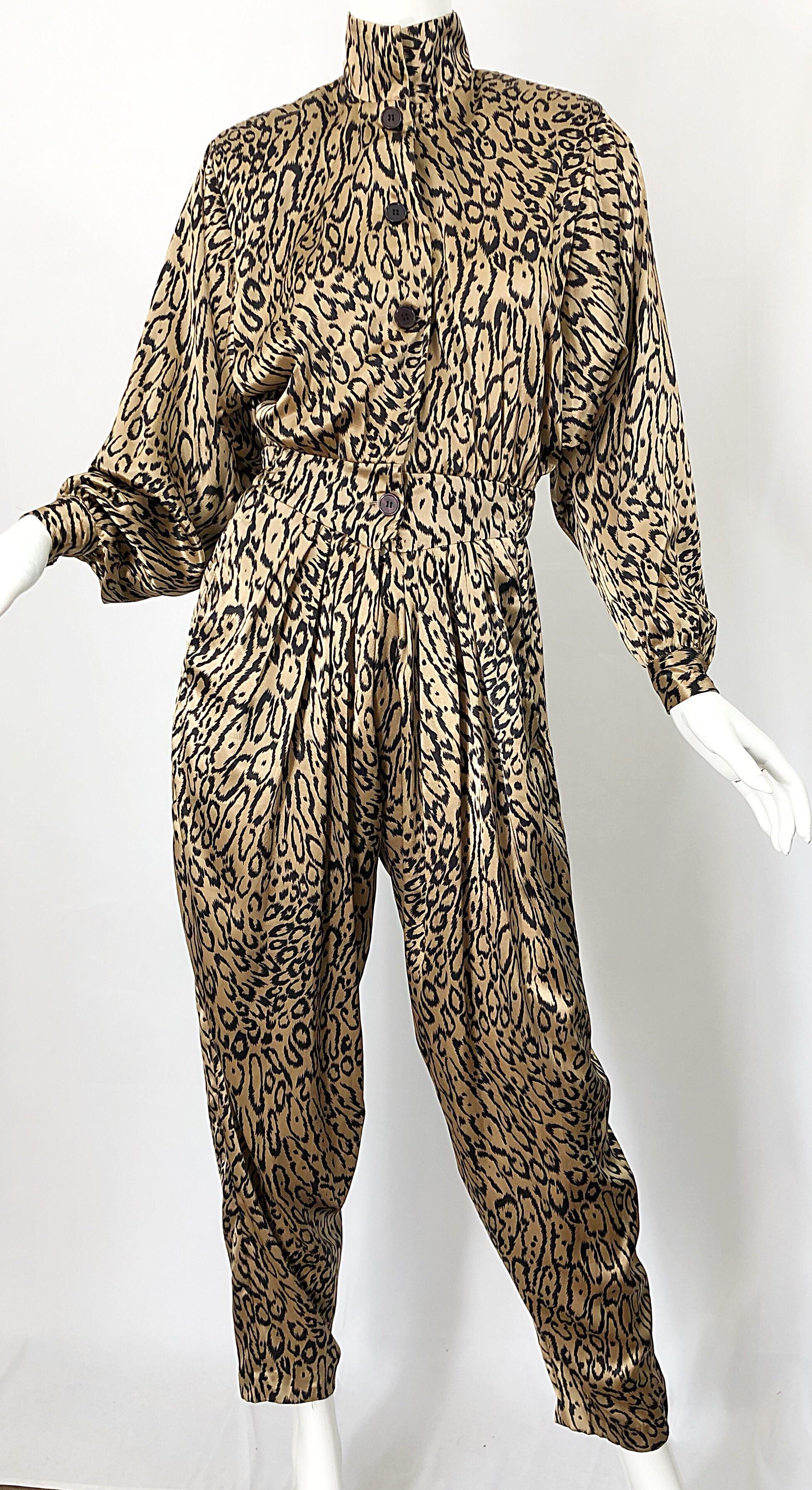 Robert W Gates 1980s Leopard Animal Print Silky Vintage 80s Avant Garde Jumpsuit 5