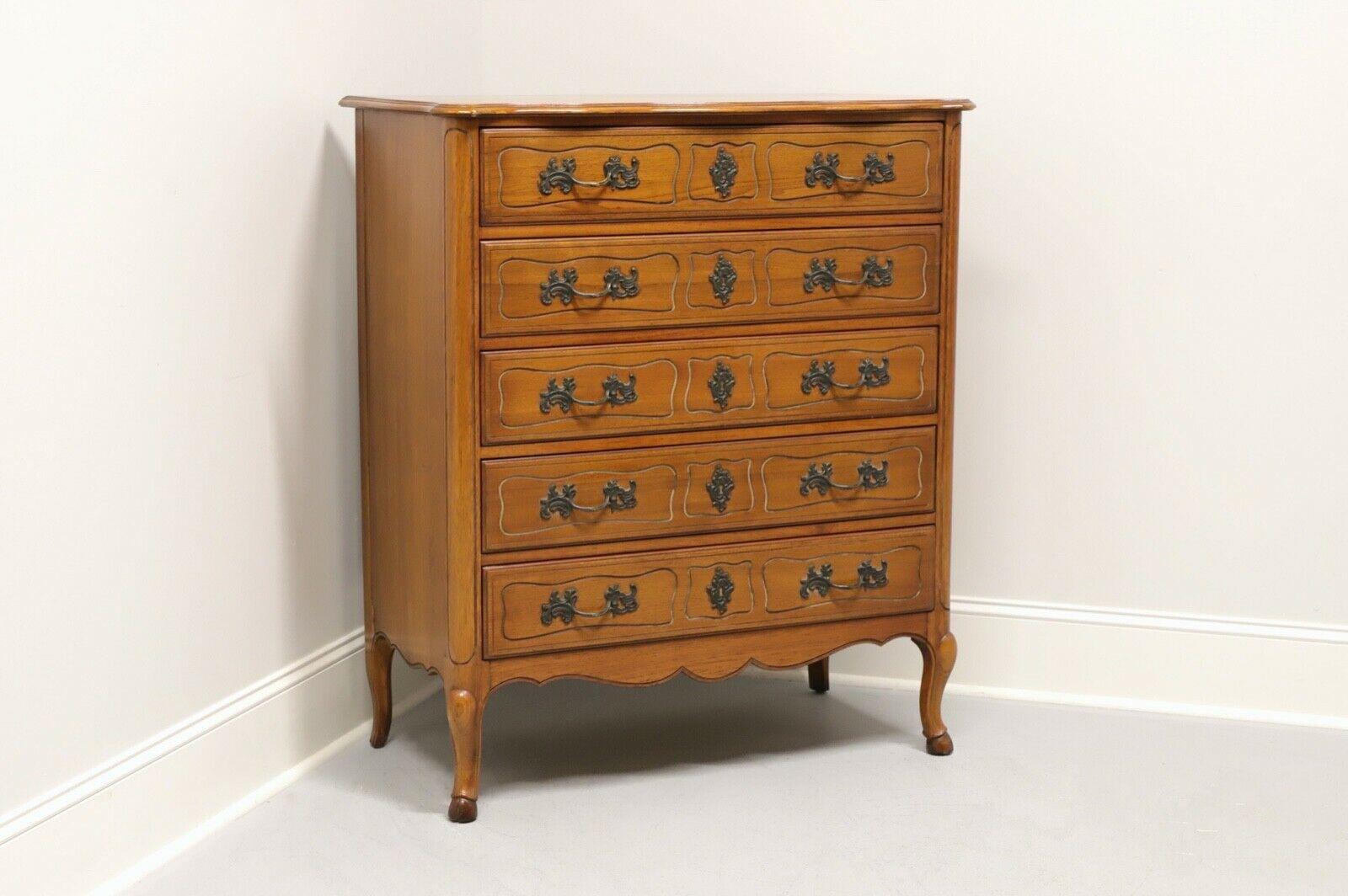 ROBERT W IRVIN CO French Provincial Walnut Chest of Five Drawers For Sale 7