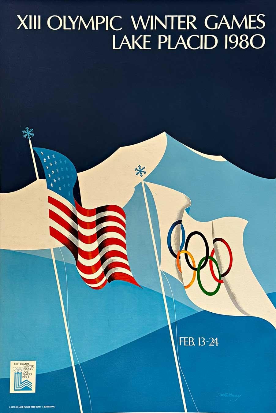 Original Juegos Olímpicos de Invierno Lake Placid 1980, cartel olímpico vintage 1