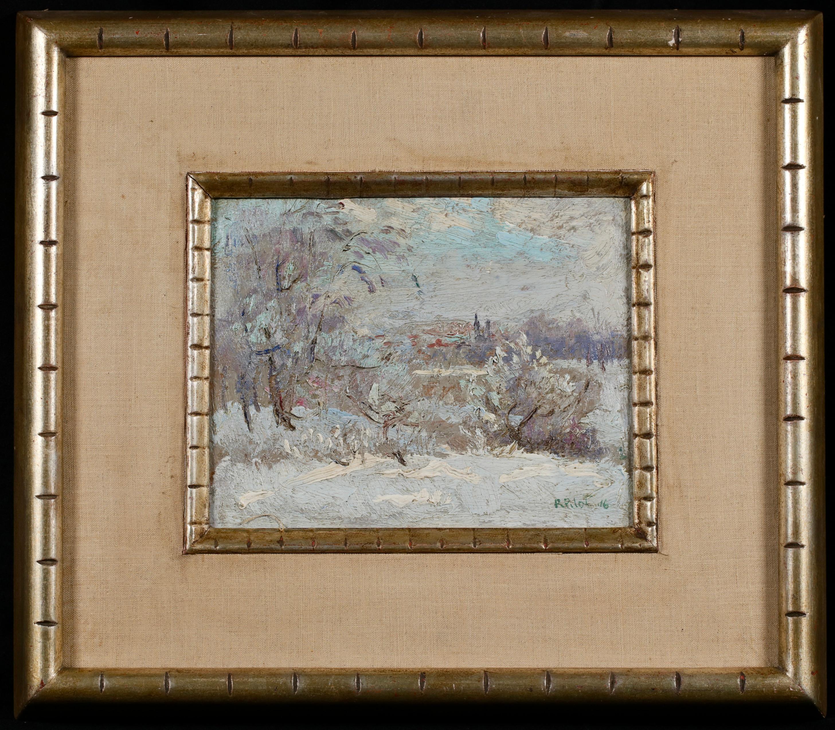 Sonniger Wintermorgen - Impressionistische Landschaft Öl von Robert Wakeham Pilot im Angebot 1