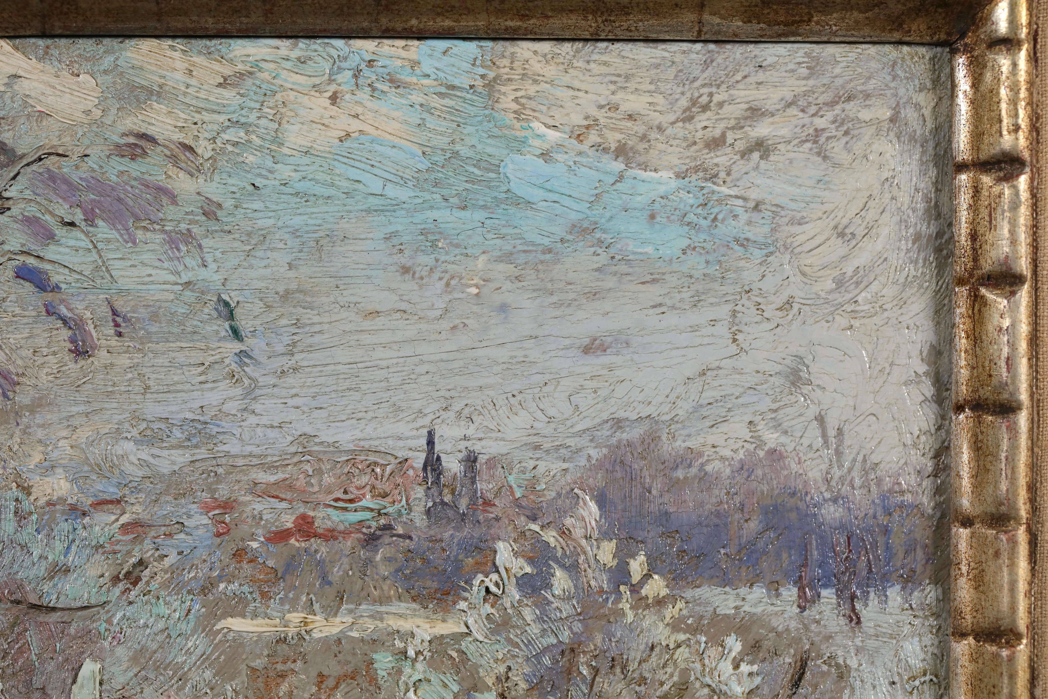 Sonniger Wintermorgen - Impressionistische Landschaft Öl von Robert Wakeham Pilot im Angebot 8