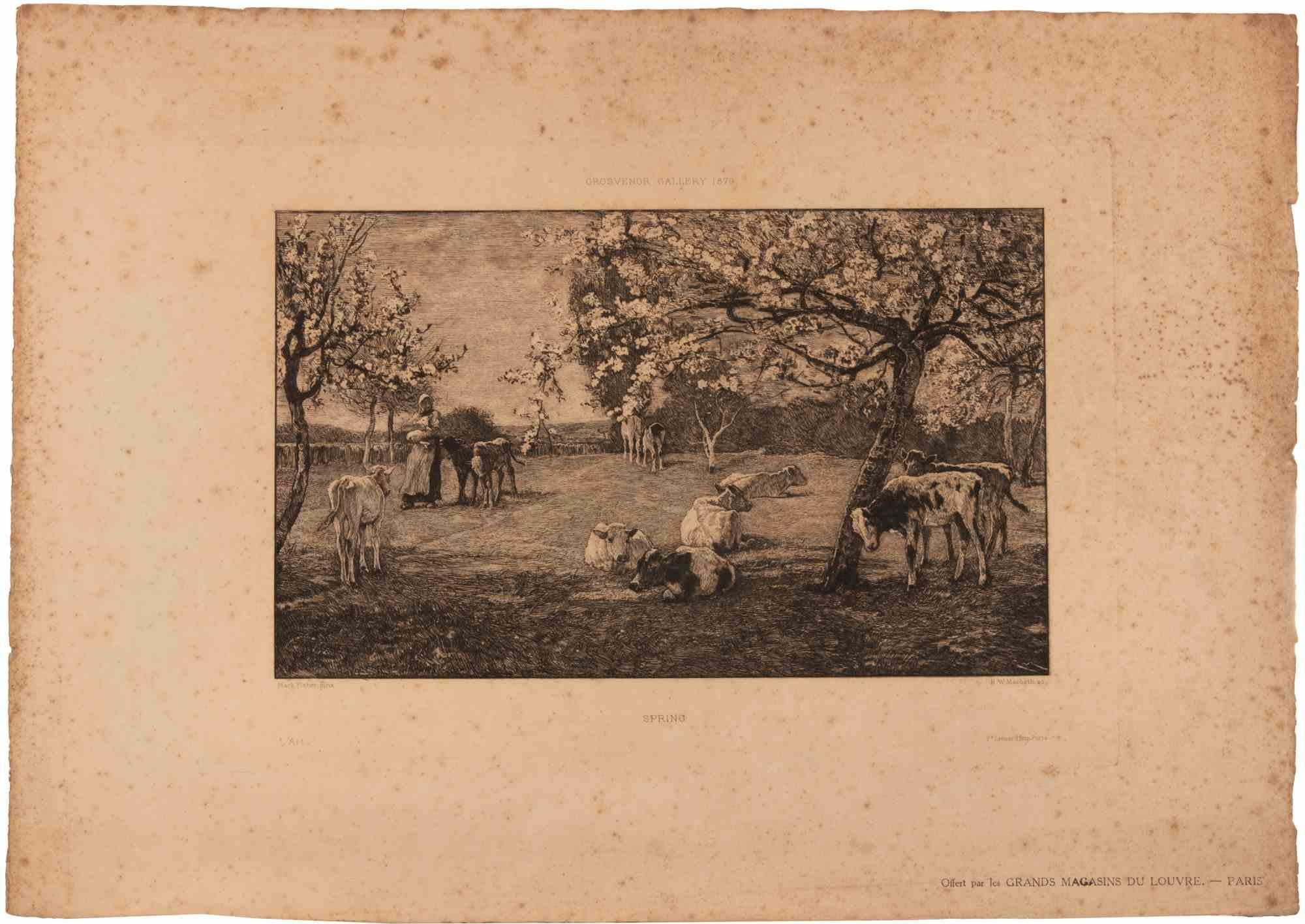 Robert Walker Macbeth RA Landscape Print - Spring - Etching by Robert Walker Macbeth - 1879