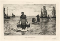 "Sbarco di sardine con la bassa marea" acquaforte originale