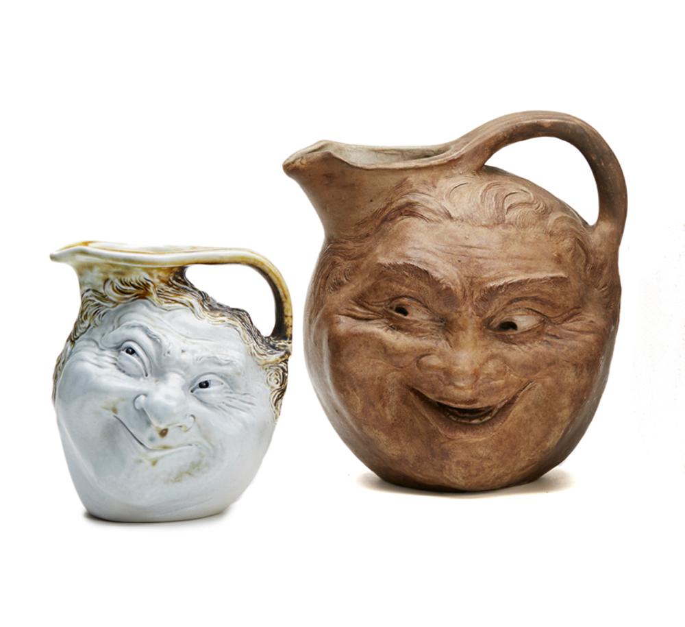 Robert Wallace Martin for Martin Brothers Two Glazed Double Face Jugs  13