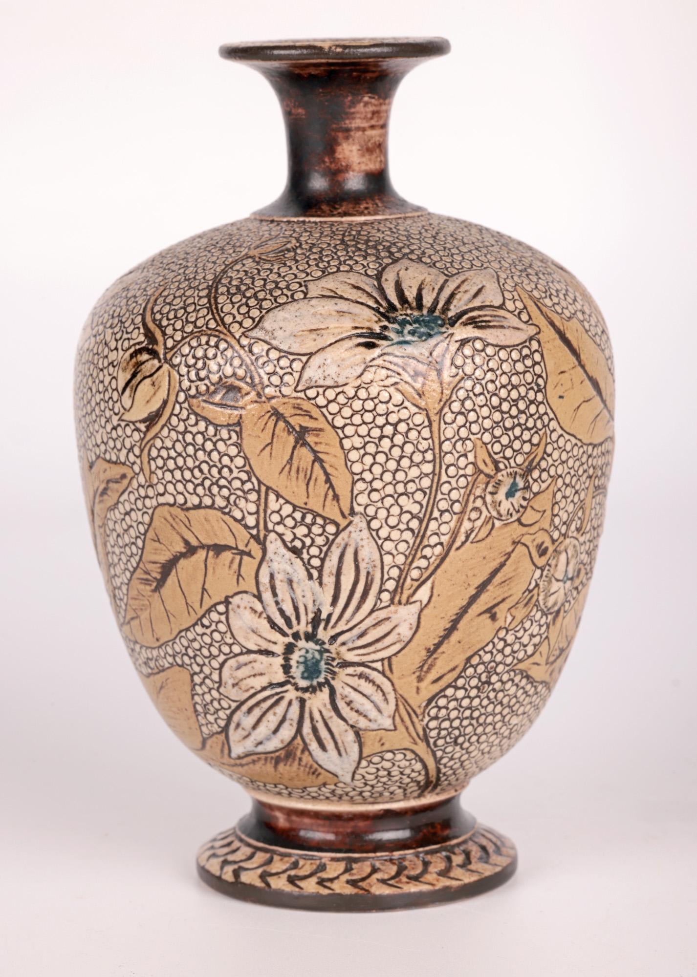 Robert Wallace Martin Martin Brothers Floral Decorated Art Pottery Vase  10