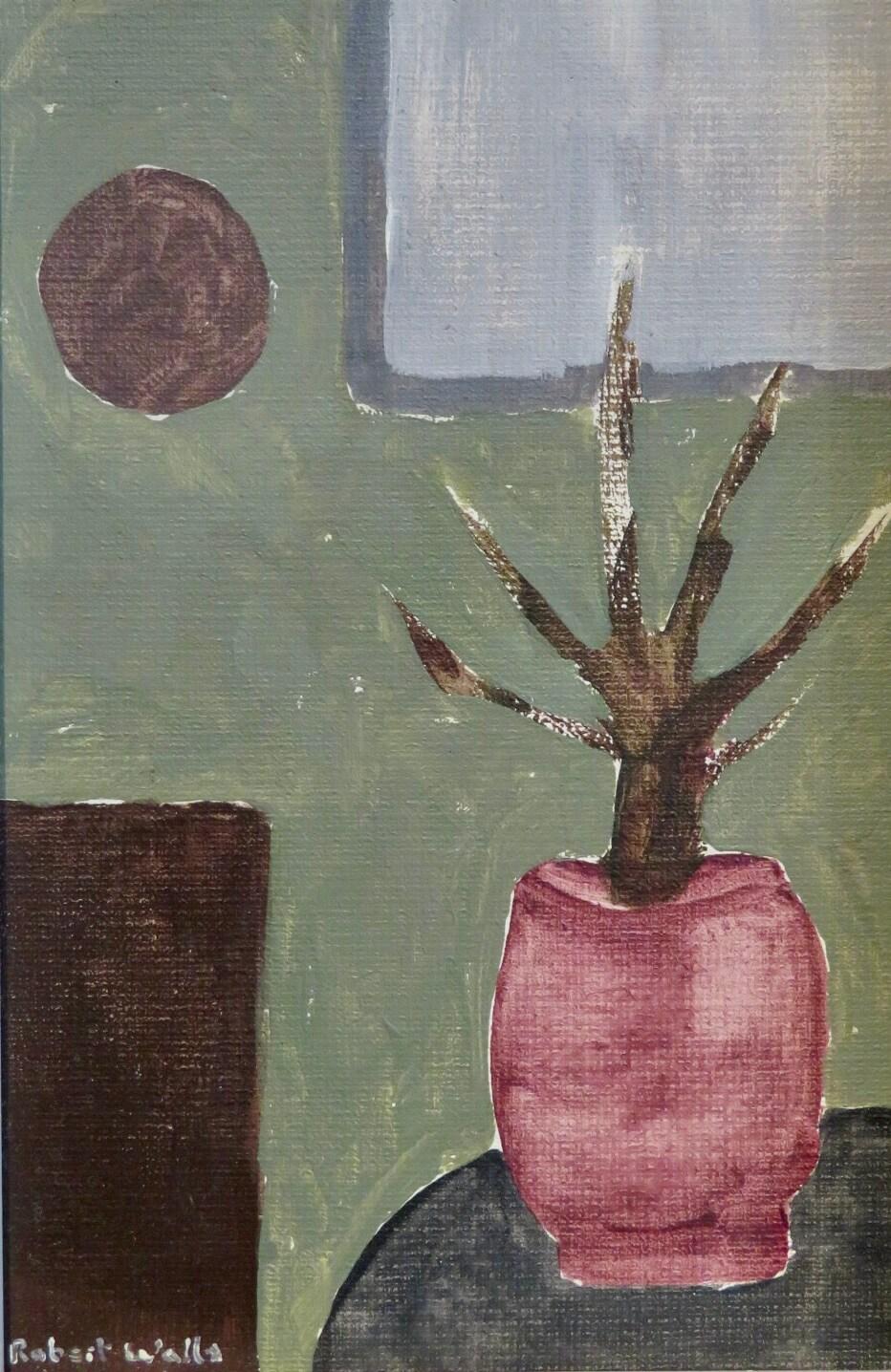 original English Mid20th Century Impressionist oil painting MODERNIST STILL LIFE - Still-Life Painting Marrone di ROBERT WALLS