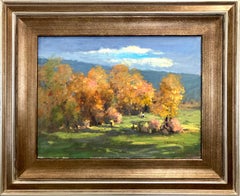 "Autumn Landscape" Colorful Pastoral Landscape Oil Painting on Canvas Framed