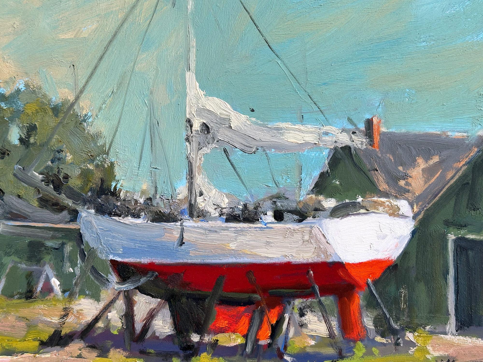 A wonderful impressionist summer pastoral scene of Beatons Boat Yard. Waltsak has portrayed this piece in a most intimate, yet energetic way, and has packed much feeling into this vibrant work. It is almost as if we are there in the warm weather,