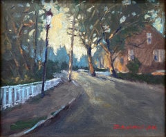 Peinture à l'huile sur toile "Country Road Side", paysage coloré, encadrée
