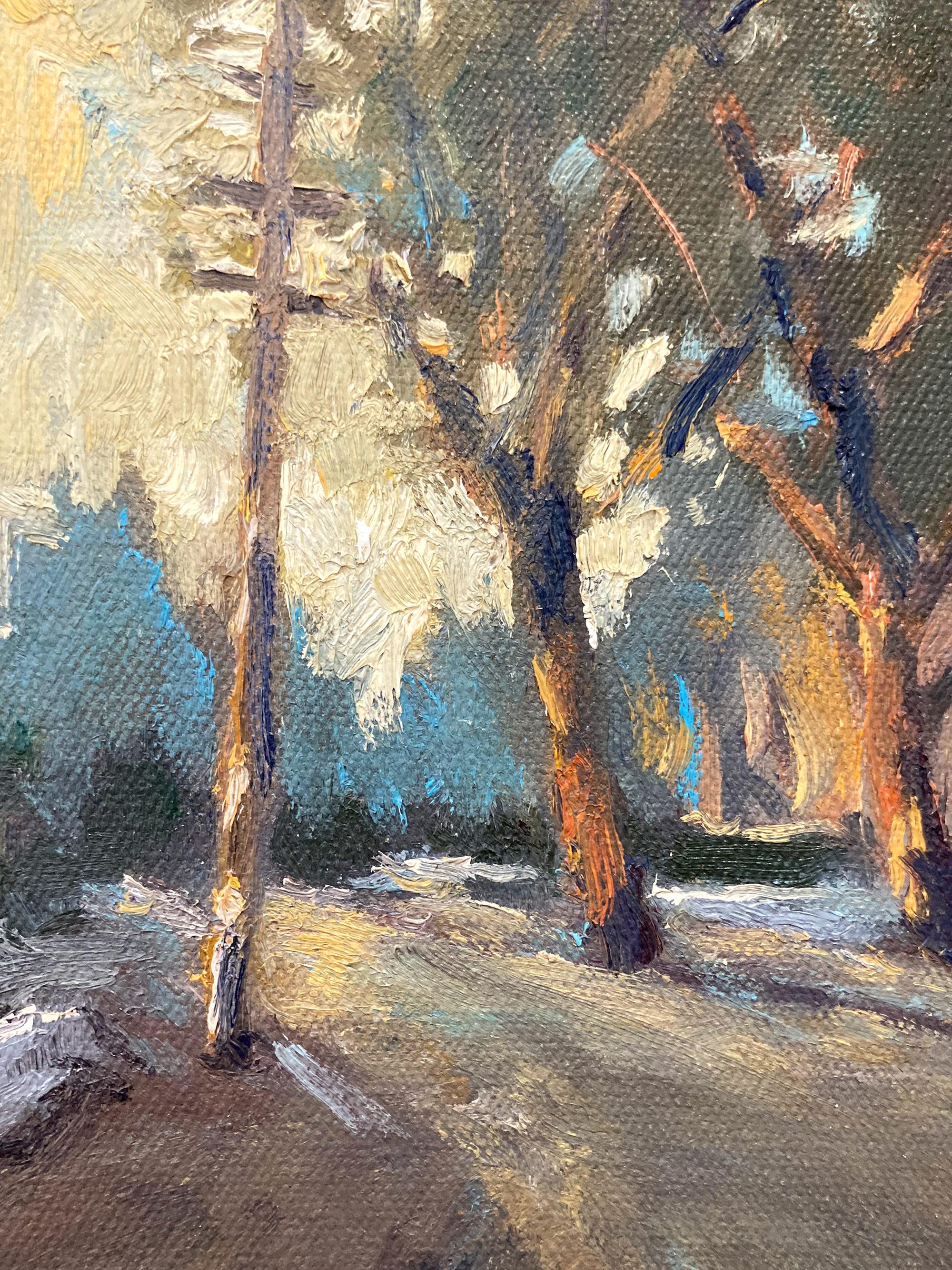 A wonderful impressionist pastoral landscape with beautiful color tones throughout. Waltsak has portrayed this piece in a most intimate, yet energetic way, and has packed much feeling into this vibrant work. It is almost as if we are there on that