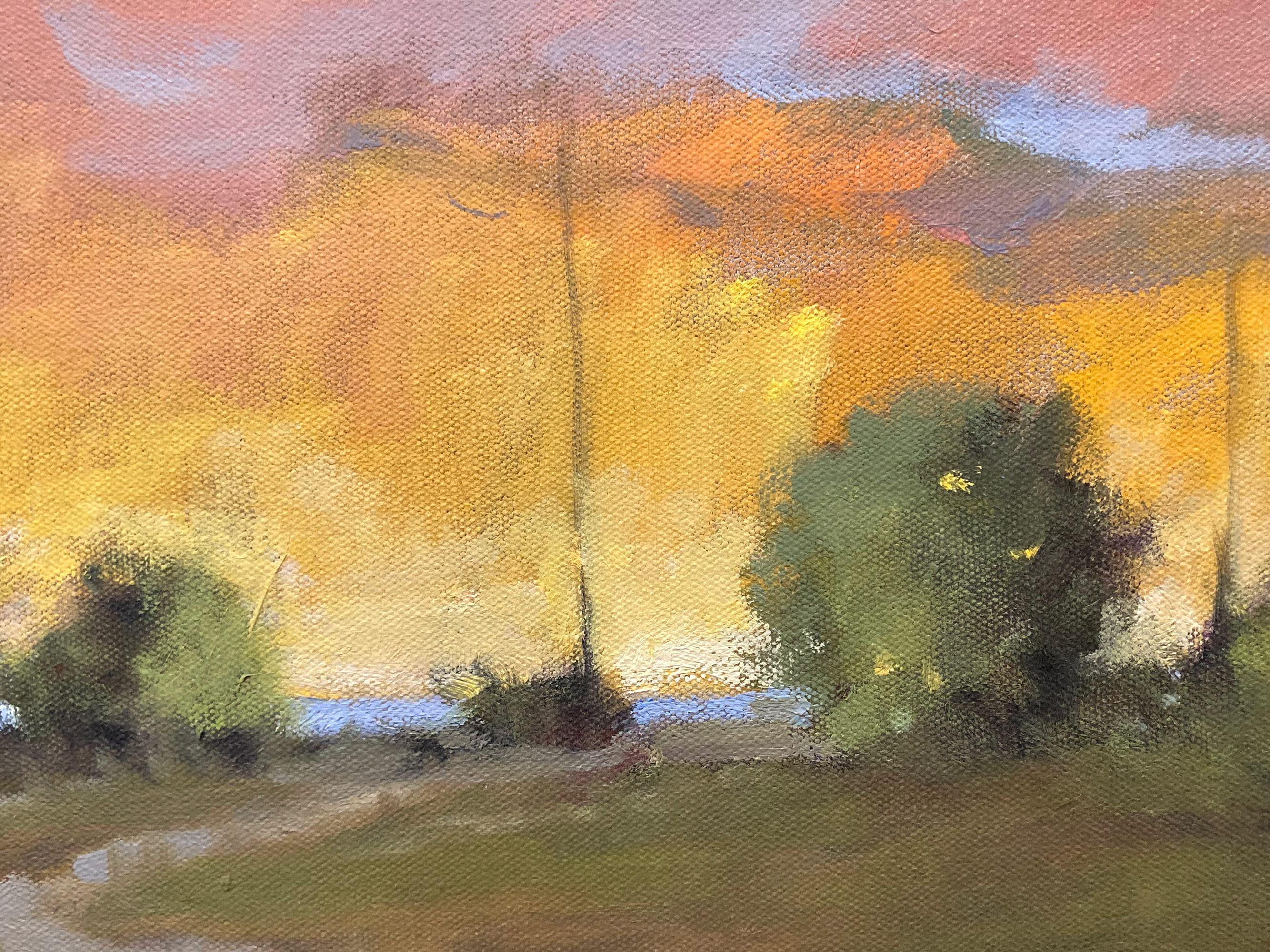 A wonderful impressionist pastoral landscape with beautiful color tones throughout. Waltsak has portrayed this piece in a most intimate, yet energetic way, and has packed much feeling into this vibrant work. It is almost as if we are there on that
