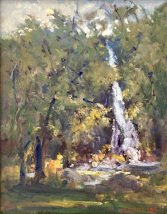 "Countryside Waterfall" Colorful Autumn Landscape Oil Painting on Canvas Board