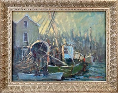 "Morning Light" American Impressionist Harbor Landscape Oil Painting on Canvas
