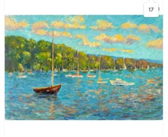 Vintage Harbor Scene by Impressionist artist 20th century