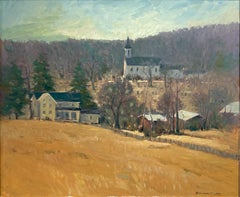 "French Town, New Jersey" Mystic Autumn Landscape Oil Painting on Canvas Framed