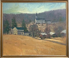 "French Town, New Jersey" Mystic Autumn Landscape Oil Painting on Canvas Framed