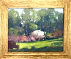 "Summer Blooms with Cherry Blossoms" Landscape Oil Painting on Canvas Framed