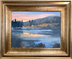 "Countryside Sunset Landscape" Colorful Autumn Landscape Oil Painting Framed