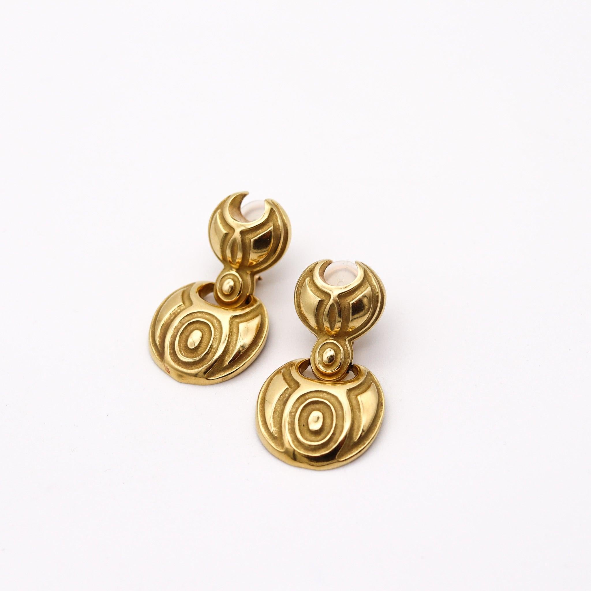 ROBERT WANDER Naïve Door Knockers Earrings In Solid 18Kt Yellow Gold In Excellent Condition In Miami, FL