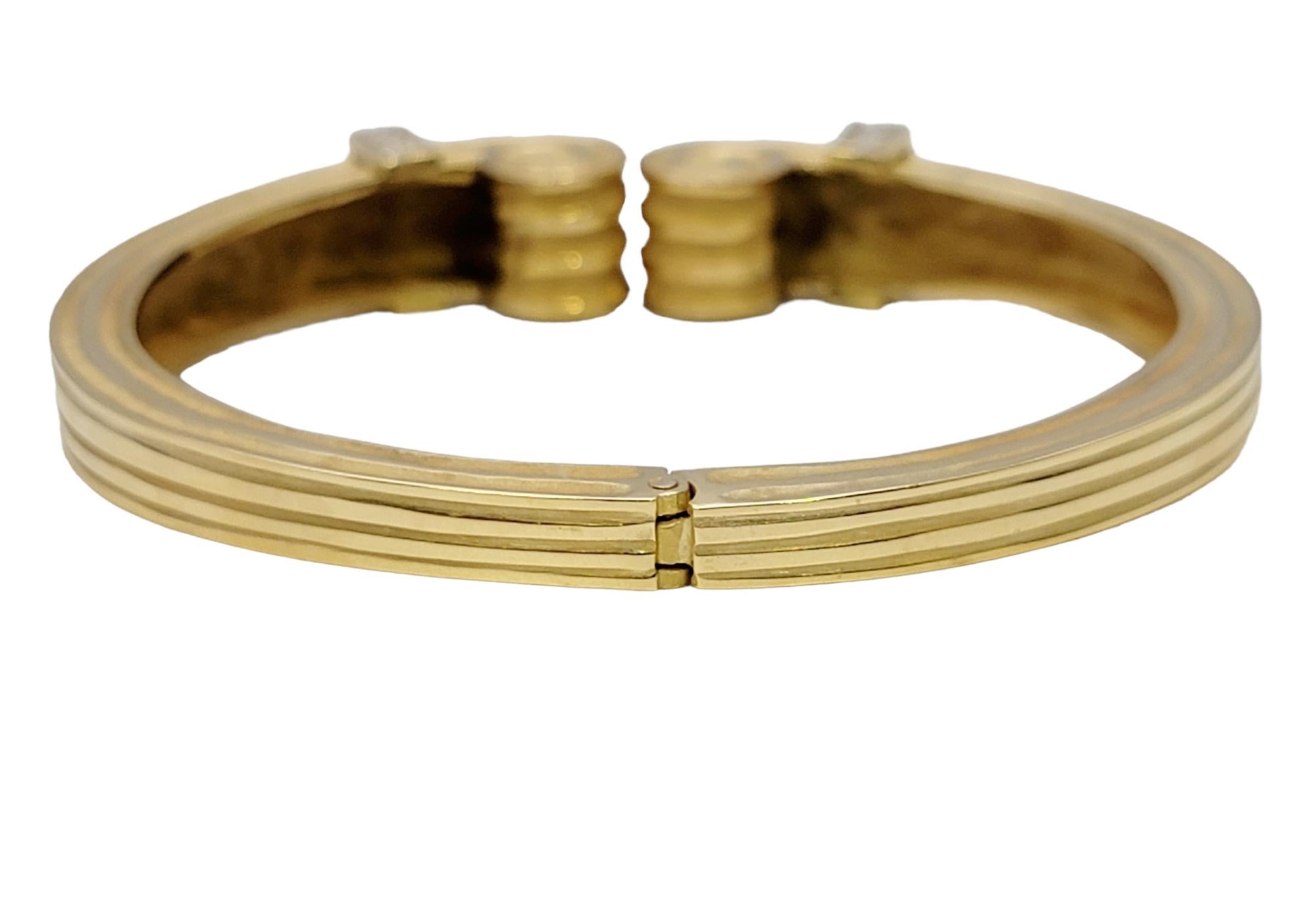 Robert Wander Vintage 18 Karat Yellow Gold Scroll Cuff Bracelet with Diamonds In Good Condition For Sale In Scottsdale, AZ