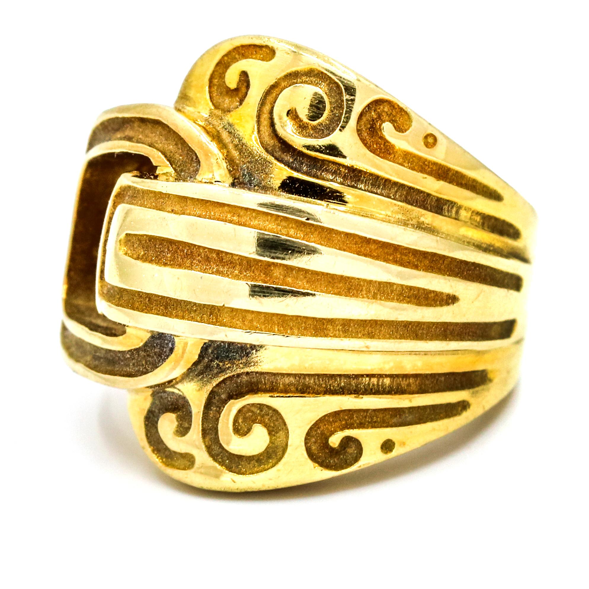 Robert Wander Winc Creations 18 Karat Yellow Gold Buckle Fashion Ring For Sale 4