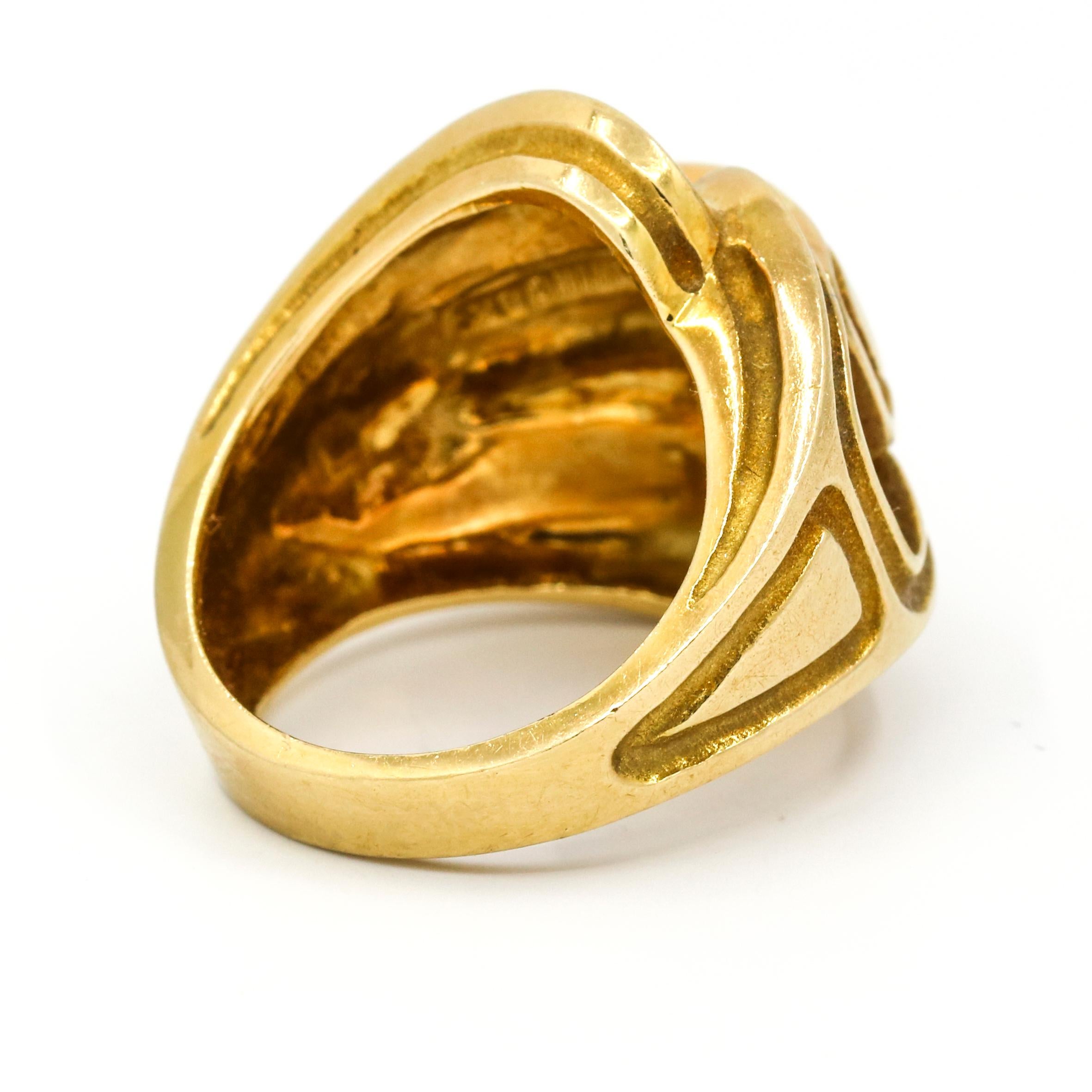 Women's or Men's Robert Wander Winc Creations 18 Karat Yellow Gold Buckle Fashion Ring For Sale