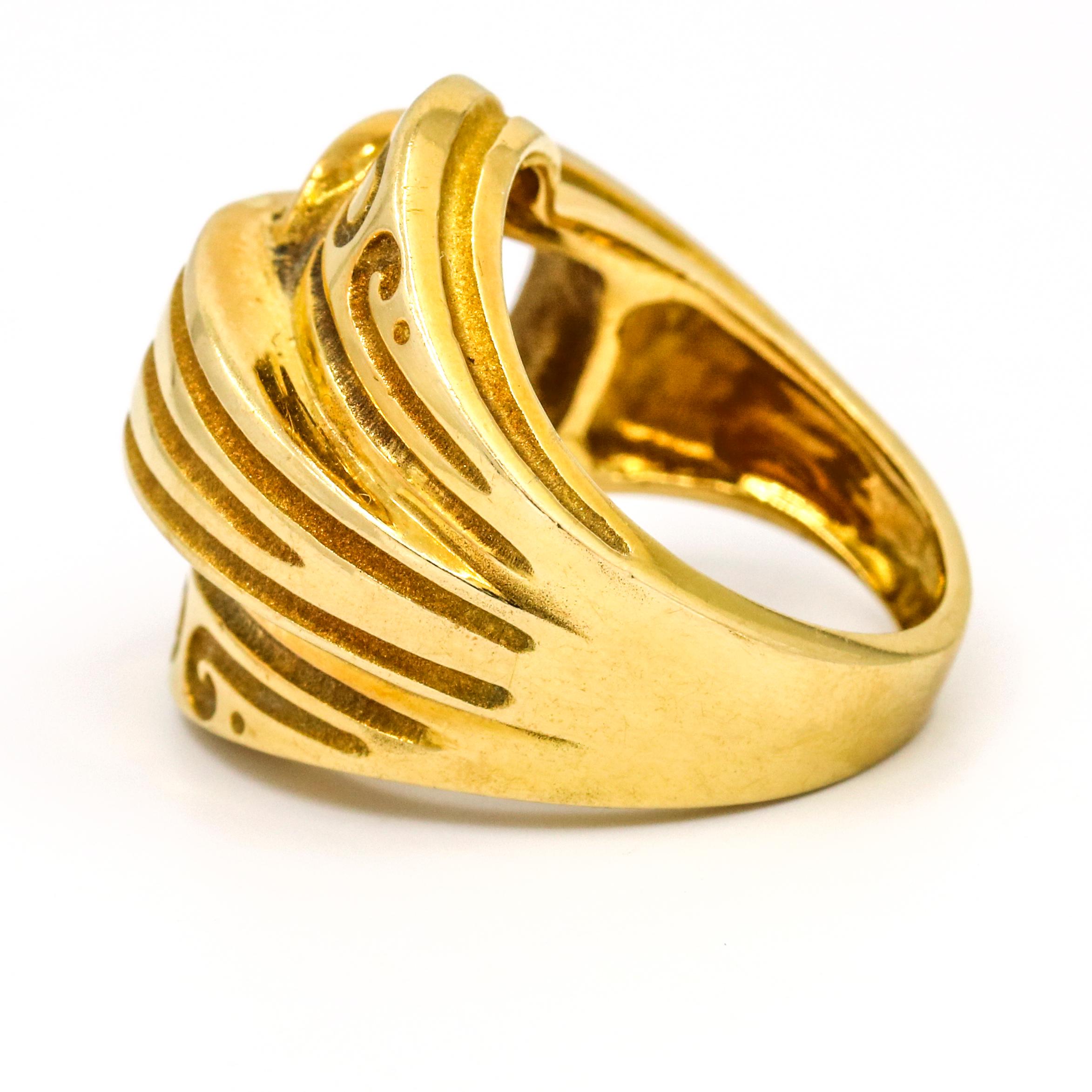 Robert Wander Winc Creations 18 Karat Yellow Gold Buckle Fashion Ring For Sale 2