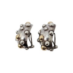 Robert Wander WINC Sterling Silver 18K Gold Accent Dots Clip-On Earrings #20914