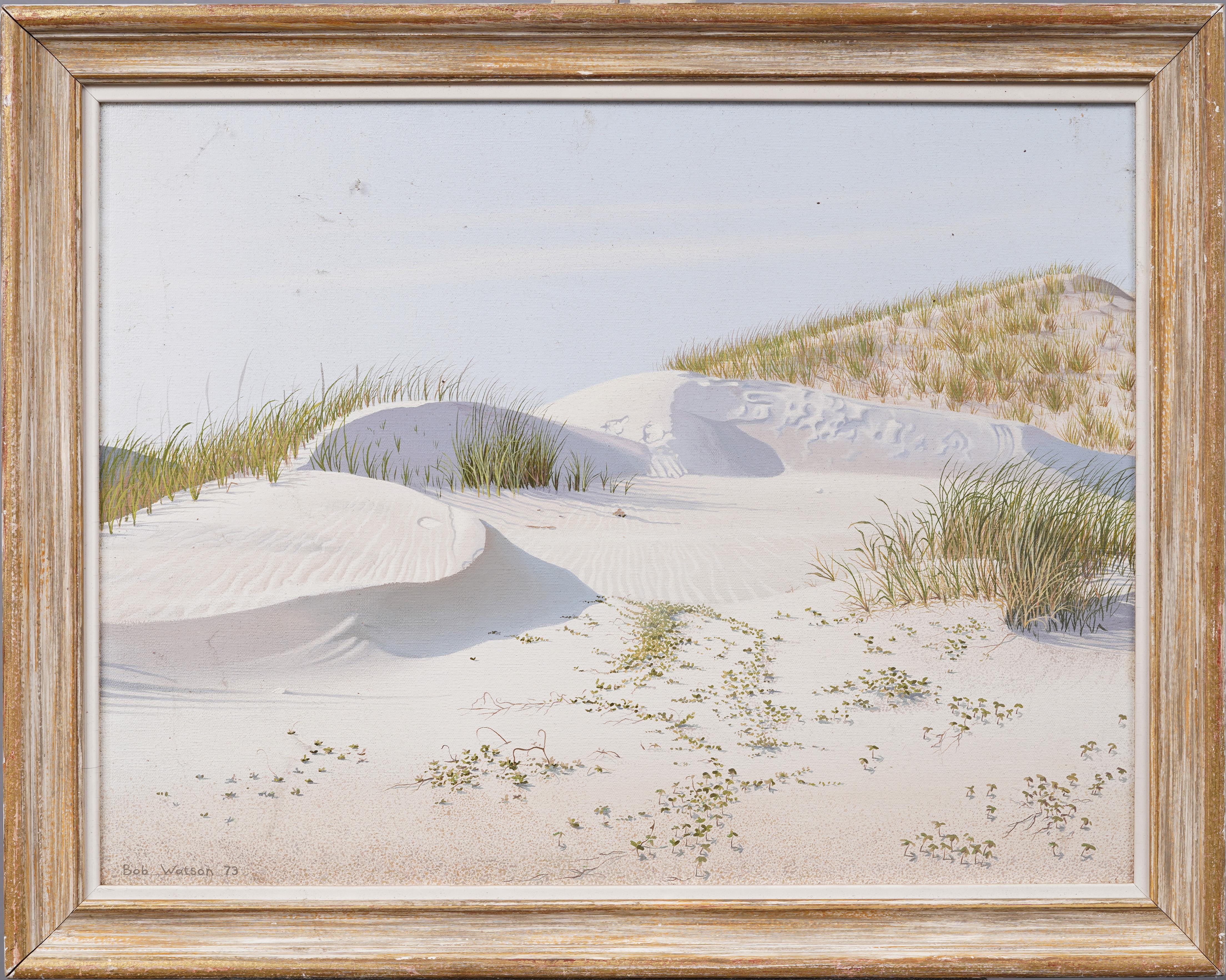 Vintage American Realist Florida Coastal Beach Dune Signed Seascape Oil Painting - Gray Landscape Painting by Robert Watson 